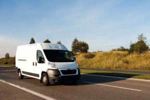 White van on road